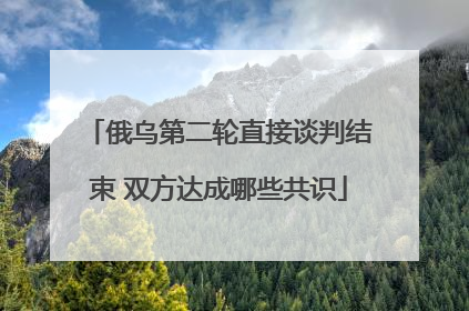俄乌第二轮直接谈判结束 双方达成哪些共识