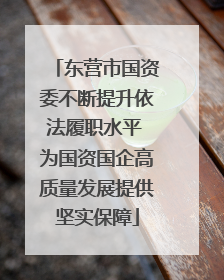 东营市国资委不断提升依法履职水平 为国资国企高质量发展提供坚实保障