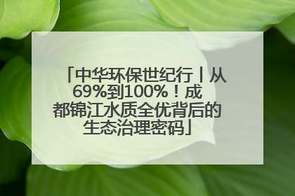 中华环保世纪行丨从69%到100%！成都锦江水质全优背后的生态治理密码