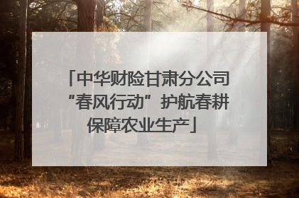 中华财险甘肃分公司“春风行动”护航春耕 保障农业生产