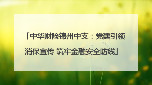 中华财险锦州中支：党建引领消保宣传 筑牢金融安全防线