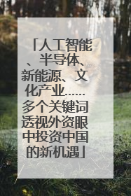 人工智能、半导体、新能源、文化产业……多个关键词透视外资眼中投资中国的新机遇