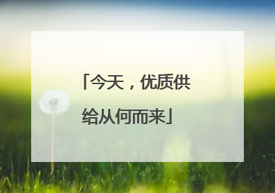 今天，优质供给从何而来