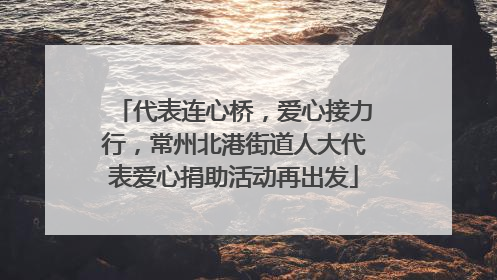 代表连心桥，爱心接力行，常州北港街道人大代表爱心捐助活动再出发