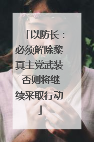 以防长：必须解除黎真主党武装 否则将继续采取行动
