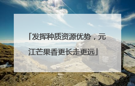 发挥种质资源优势，元江芒果香更长走更远