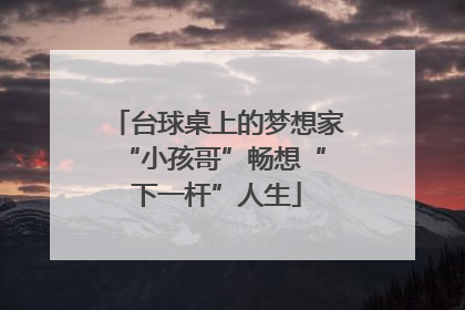 台球桌上的梦想家 “小孩哥”畅想“下一杆”人生