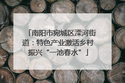 南阳市宛城区溧河街道：特色产业激活乡村振兴“一池春水”