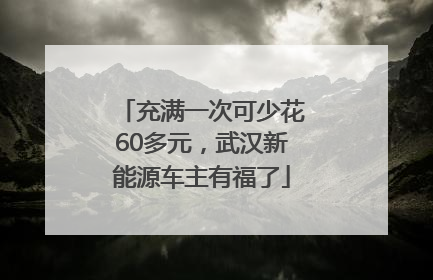 充满一次可少花60多元，武汉新能源车主有福了