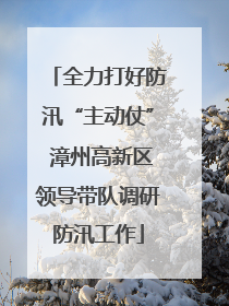 全力打好防汛“主动仗” 漳州高新区领导带队调研防汛工作