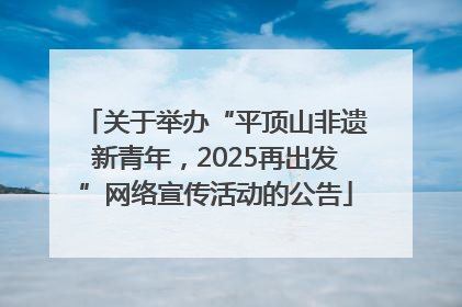 关于举办“平顶山非遗新青年，2025再出发”网络宣传活动的公告