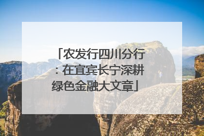 农发行四川分行：在宜宾长宁深耕绿色金融大文章