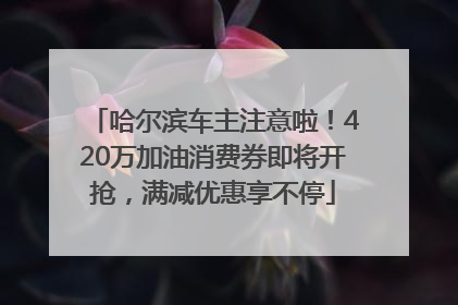 哈尔滨车主注意啦！420万加油消费券即将开抢，满减优惠享不停