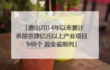 唐山2014年以来累计承接京津亿元以上产业项目948个 居全省前列