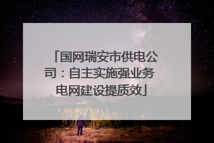 国网瑞安市供电公司：自主实施强业务 电网建设提质效