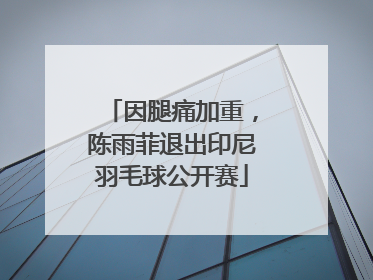 因腿痛加重，陈雨菲退出印尼羽毛球公开赛