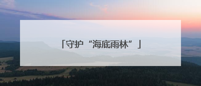 守护“海底雨林”