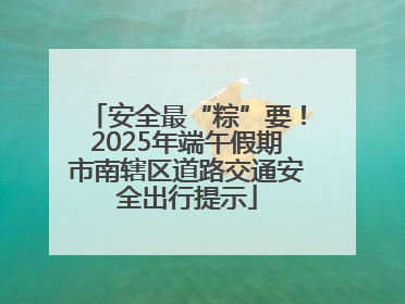 安全最“粽”要！2025年端午假期市南辖区道路交通安全出行提示