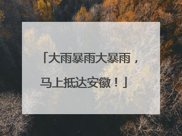 大雨暴雨大暴雨，马上抵达安徽！