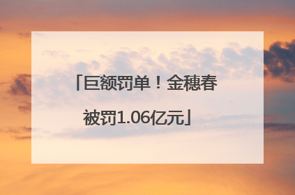 巨额罚单！金穗春被罚1.06亿元