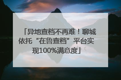 异地查档不再难！聊城依托“在鲁查档”平台实现100%满意度
