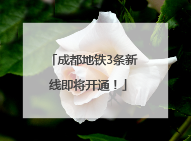成都地铁3条新线即将开通！