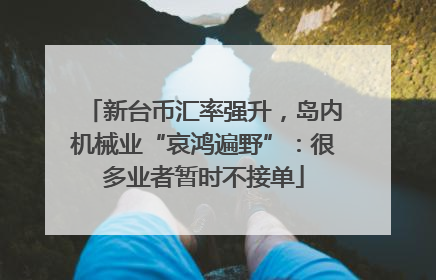 新台币汇率强升，岛内机械业“哀鸿遍野”：很多业者暂时不接单