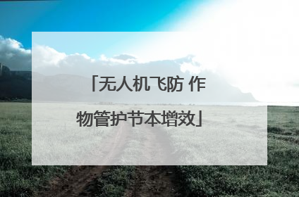 无人机飞防 作物管护节本增效