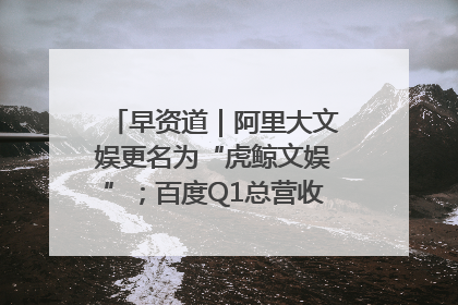 早资道｜阿里大文娱更名为“虎鲸文娱”；百度Q1总营收325亿元超预期