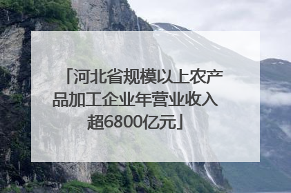 河北省规模以上农产品加工企业年营业收入超6800亿元