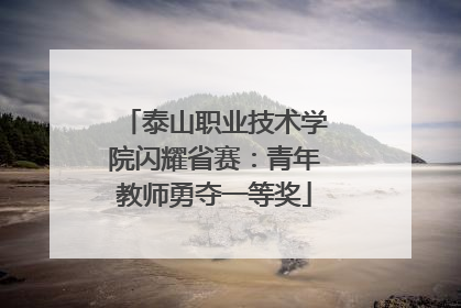 泰山职业技术学院闪耀省赛：青年教师勇夺一等奖
