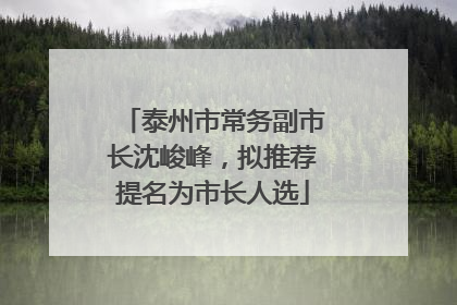 泰州市常务副市长沈峻峰，拟推荐提名为市长人选
