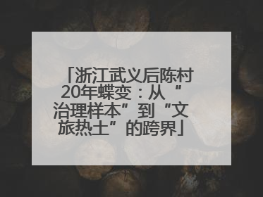 浙江武义后陈村20年蝶变：从“治理样本”到“文旅热土”的跨界