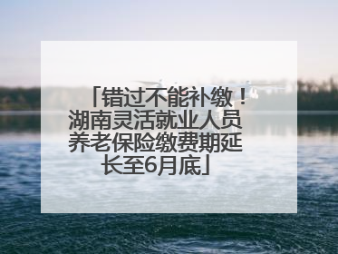 错过不能补缴！湖南灵活就业人员养老保险缴费期延长至6月底