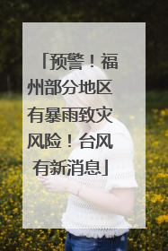 预警！福州部分地区有暴雨致灾风险！台风有新消息