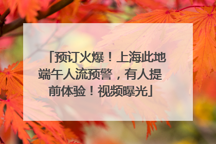 预订火爆！上海此地端午人流预警，有人提前体验！视频曝光