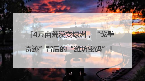 4万亩荒漠变绿洲，“戈壁奇迹”背后的“潍坊密码”